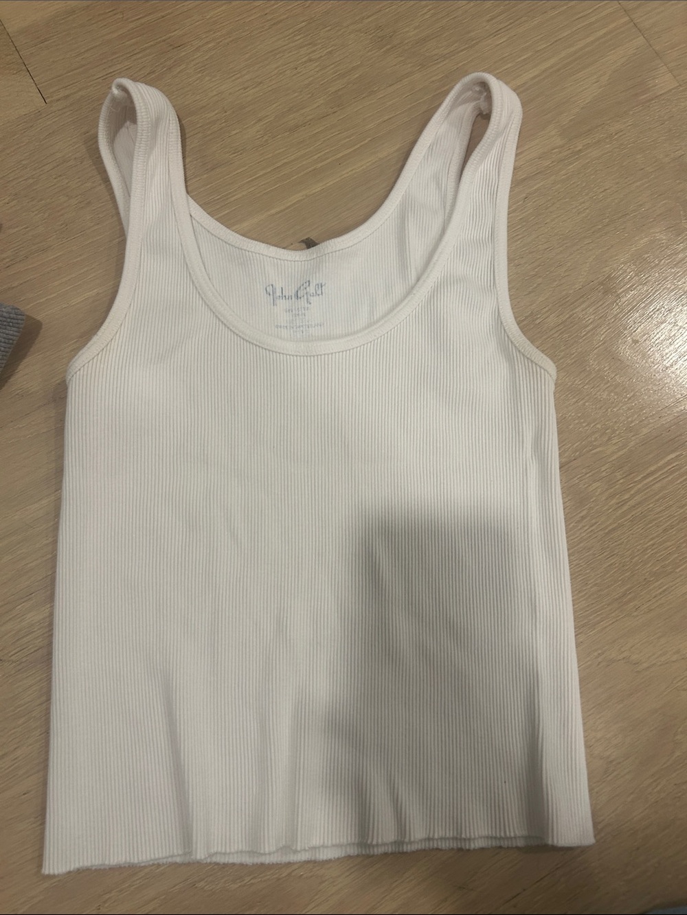 Brandy Melville White Ribbed Scoop Tank